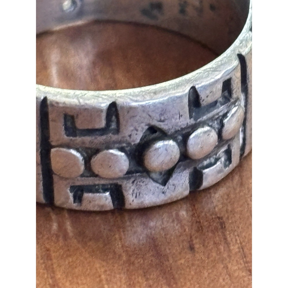 VINTAGE 925 STERLING SILVER BAND RING SIZE 9 RARE MEXICO - Picture 2 of 8
